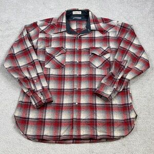 PENDLETON Flannel Checkered Plaid Wool Shirt Pearl Snap